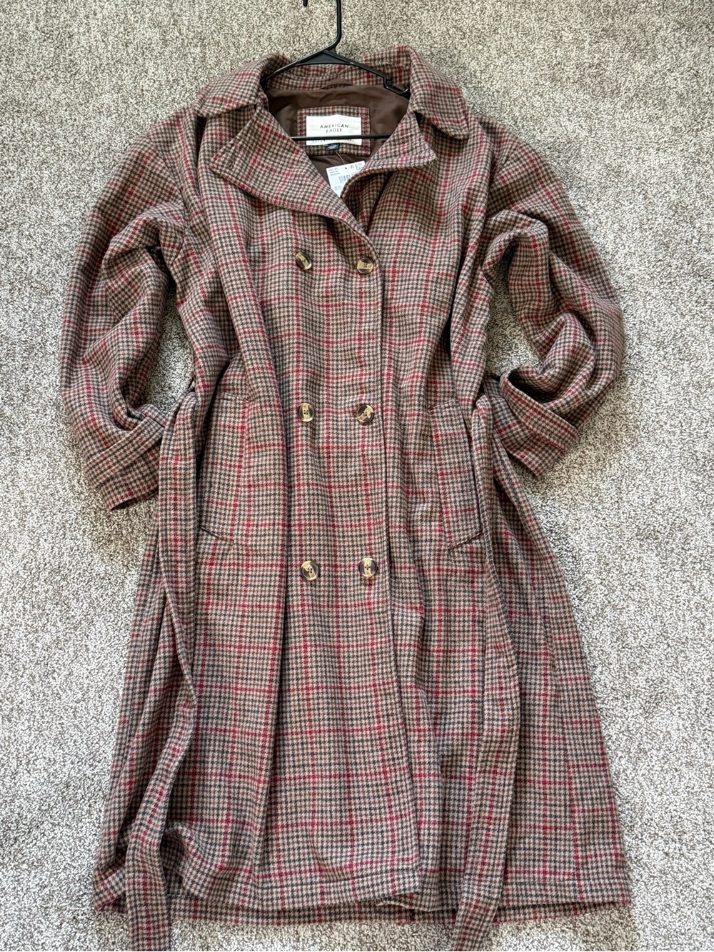 AE Plaid Trench Coat